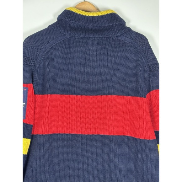 Polo Ralph Lauren 12.M Yacht Challenge Sweater Men XL Navy Red Stripe Shawl Neck - Picture 4 of 16